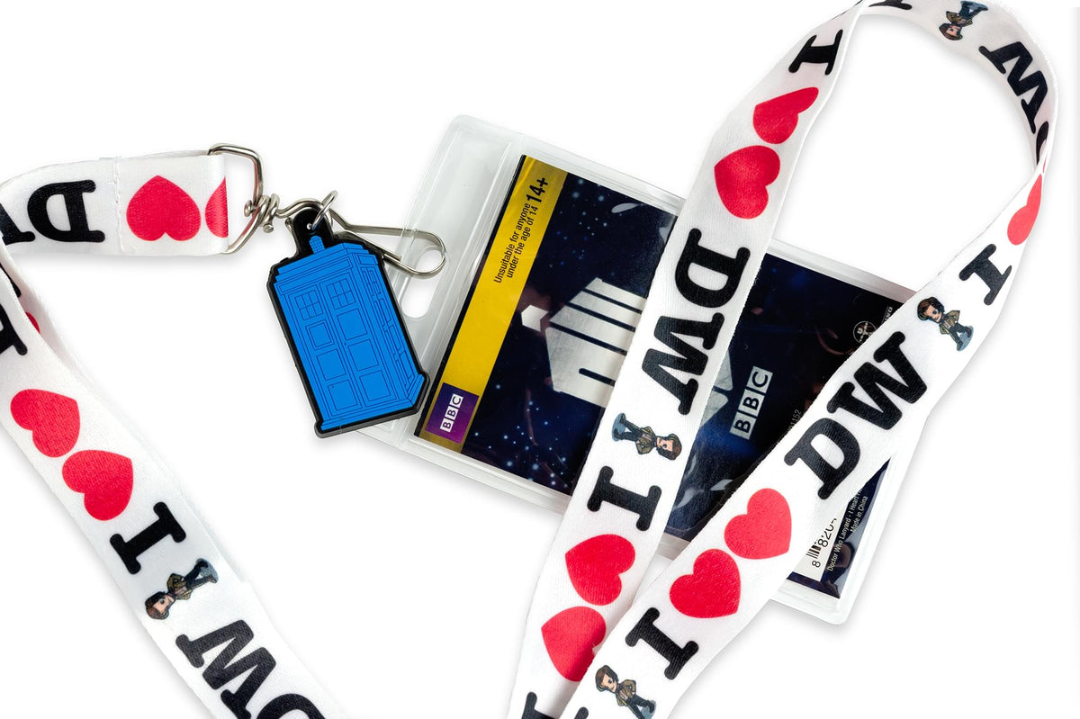 Doctor Who I Heart the Doctor with 2D TARDIS Lanyard Charm