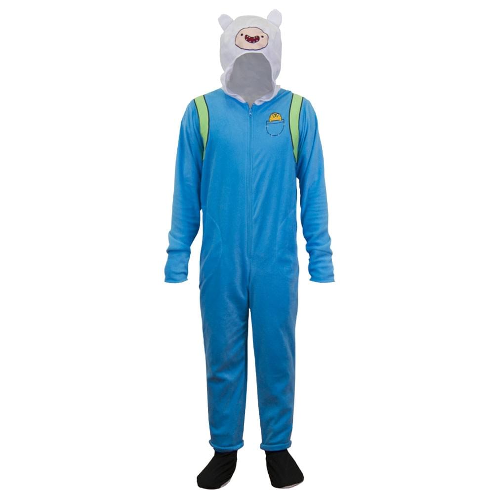 Adventure Time Finn Hooded One Piece Pajama Adult Medium