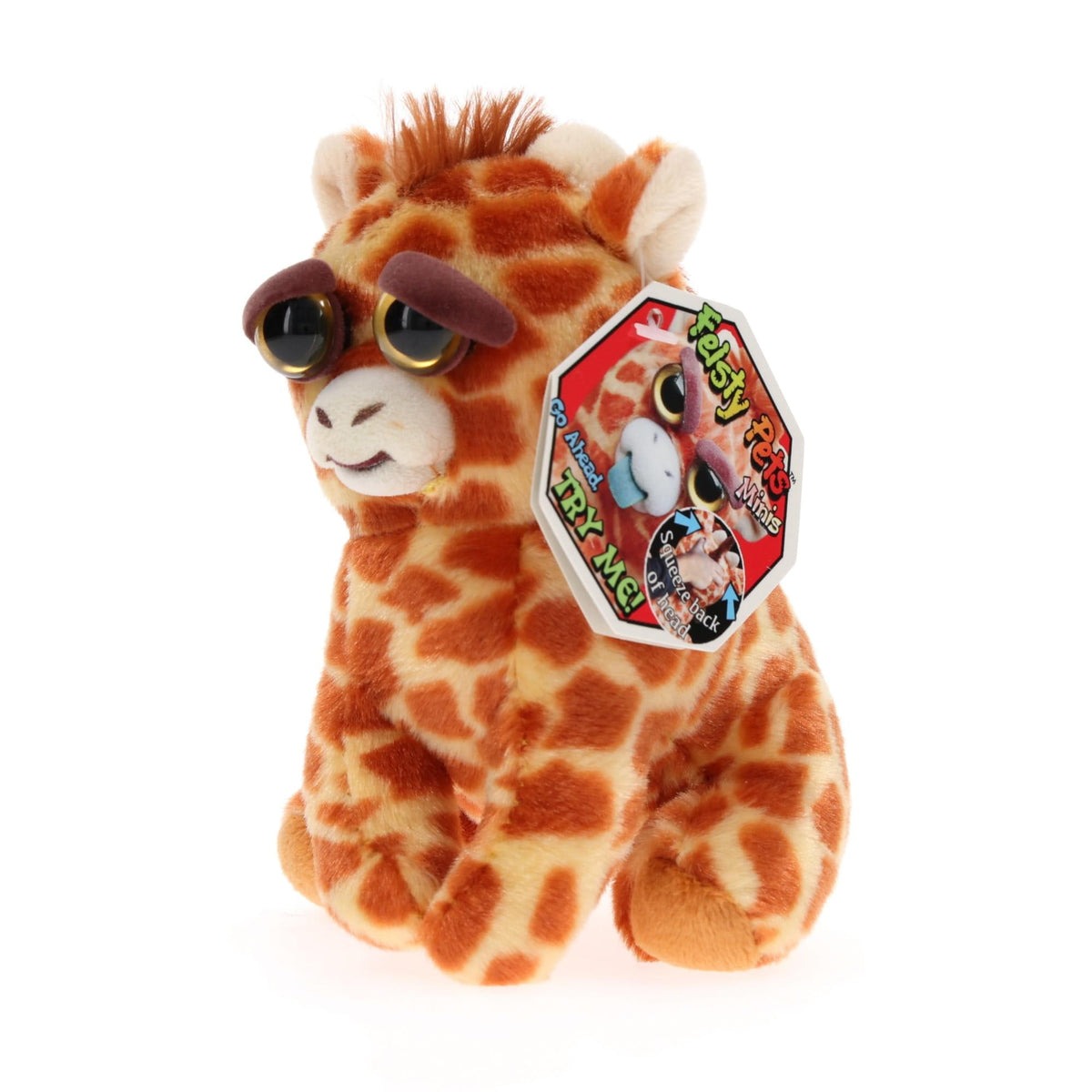 Feisty Pets Scrappy Savannah Giraffe Tongue Out Plush Key Chain