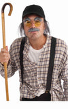 Old Man Moustache,Eyebrows,Glasses,Hat &Attached Hair Costume Kit