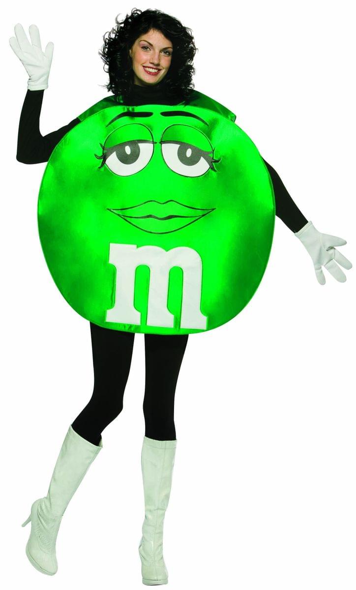 M&M Candy Green Poncho Costume Adult