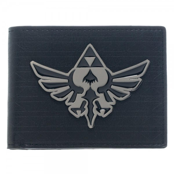 The Legend of Zelda Metal Hyrule Crest Logo Black Bi-Fold Wallet