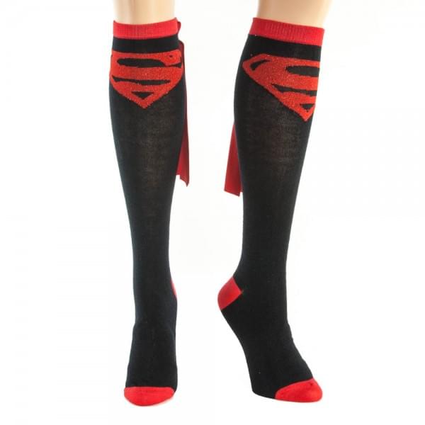 Superman Black Knee High Cape Socks