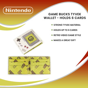 Nintendo Game Boy Inspired "Game Bucks" Tyvek Wallet