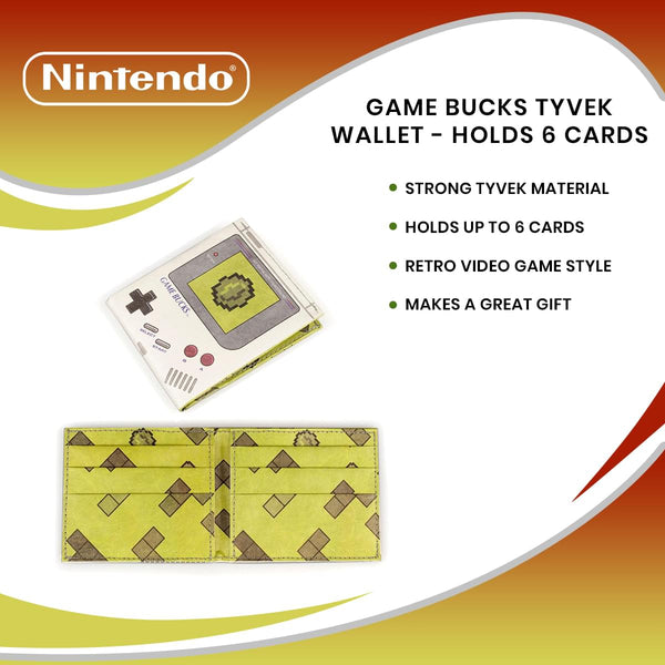 Nintendo Game Boy Inspired "Game Bucks" Tyvek Wallet