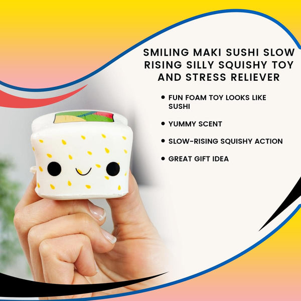 Smiling Maki Sushi Slow Rising Silly Squishy Toy and Stress Reliever