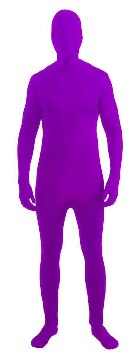 Disappearing Man Invisible Costume Jumpsuit Child: Neon Purple Medium