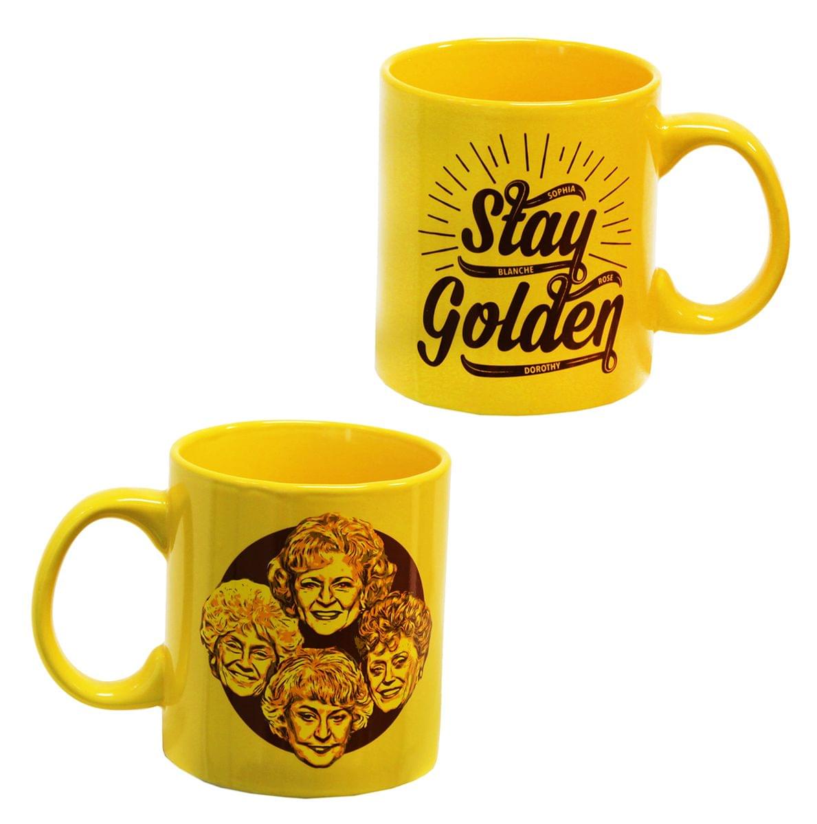 The Golden Girls 4-Piece Enamel Pin set, Shot Glass 4-Pack and Coffee Mug Gift Bundle