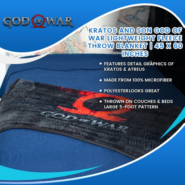 Kratos and Son God of War Lightweight Fleece Throw Blanket