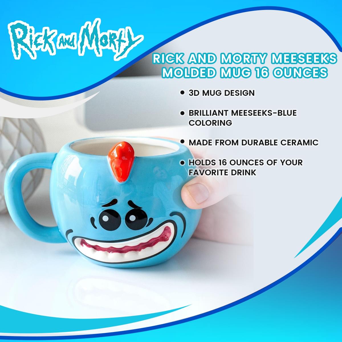 Rick And Morty Meeseeks Molded Mug 16 Ounces