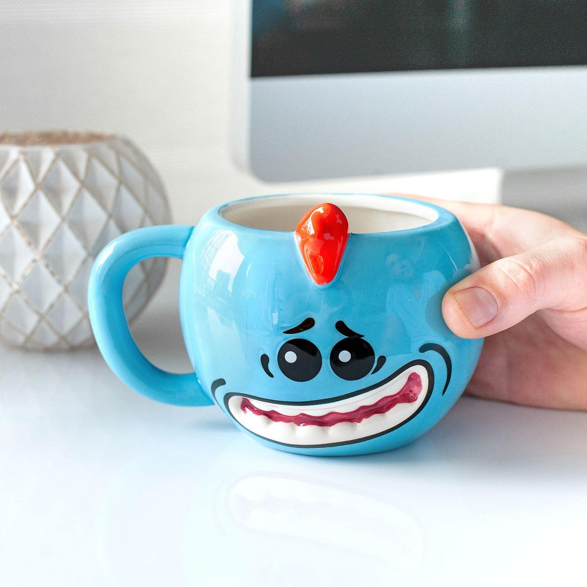 Rick And Morty Meeseeks Molded Mug 16 Ounces