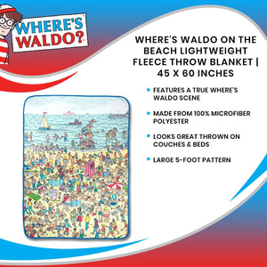 Where's Waldo On The Beach Lightweight Fleece Throw Blanket