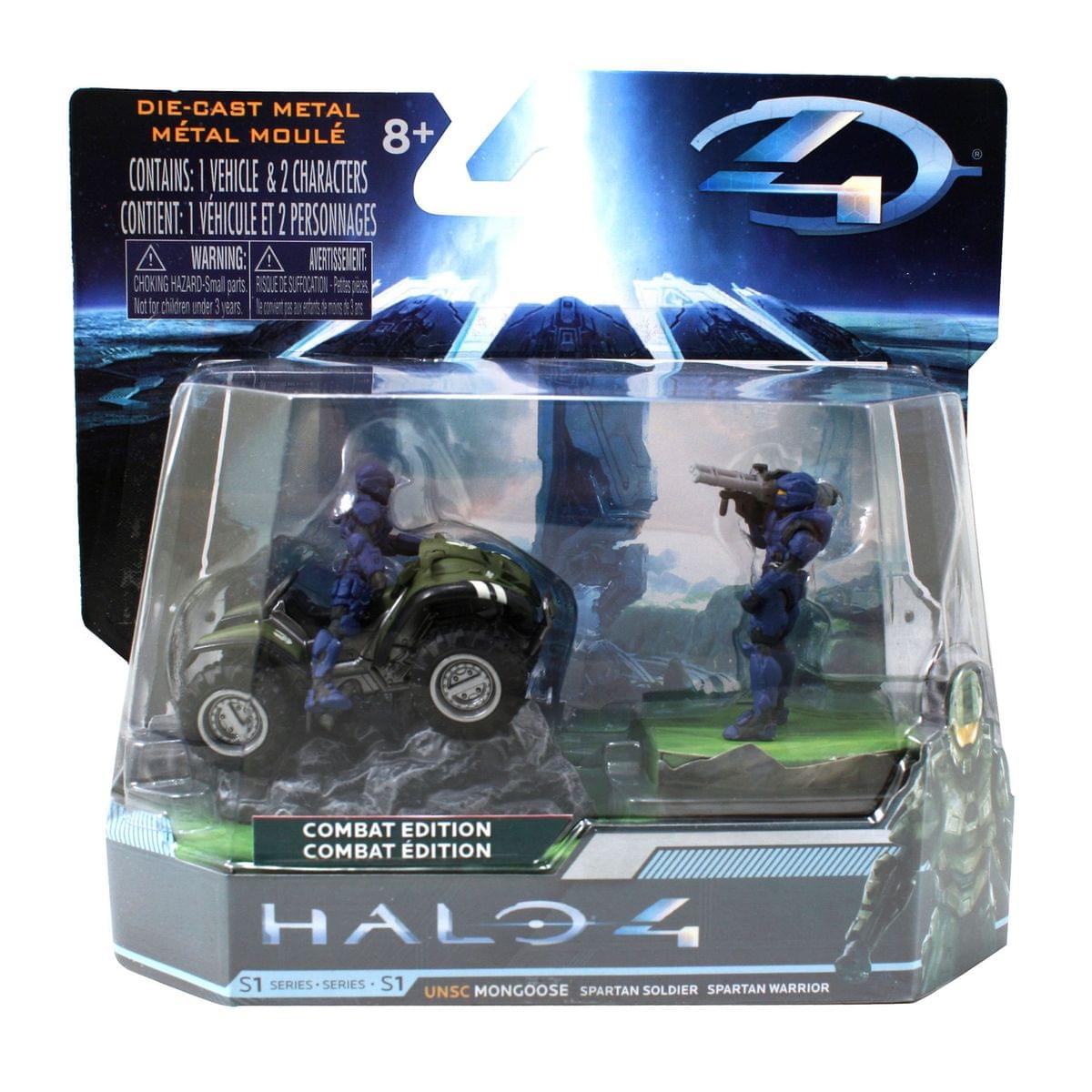 Halo 4 Diecast 3" UNSC Mongoose Primer Green With Spartan Figures