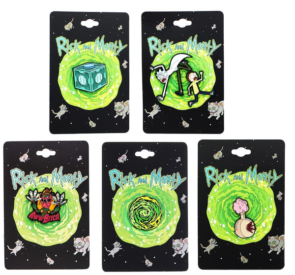 Rick and Morty Enamel Collector Pin Set: Meeseeks, Plumbus, Portal, Scary Terry