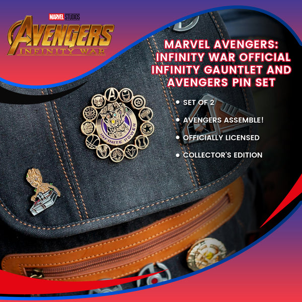 Marvel Avengers: Infinity War Official Infinity Gauntlet and Avengers Pin Set