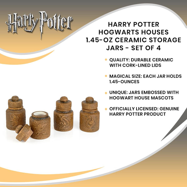 Harry Potter Hogwarts Houses 1.45-Oz Ceramic Storage Jars - Set of 4