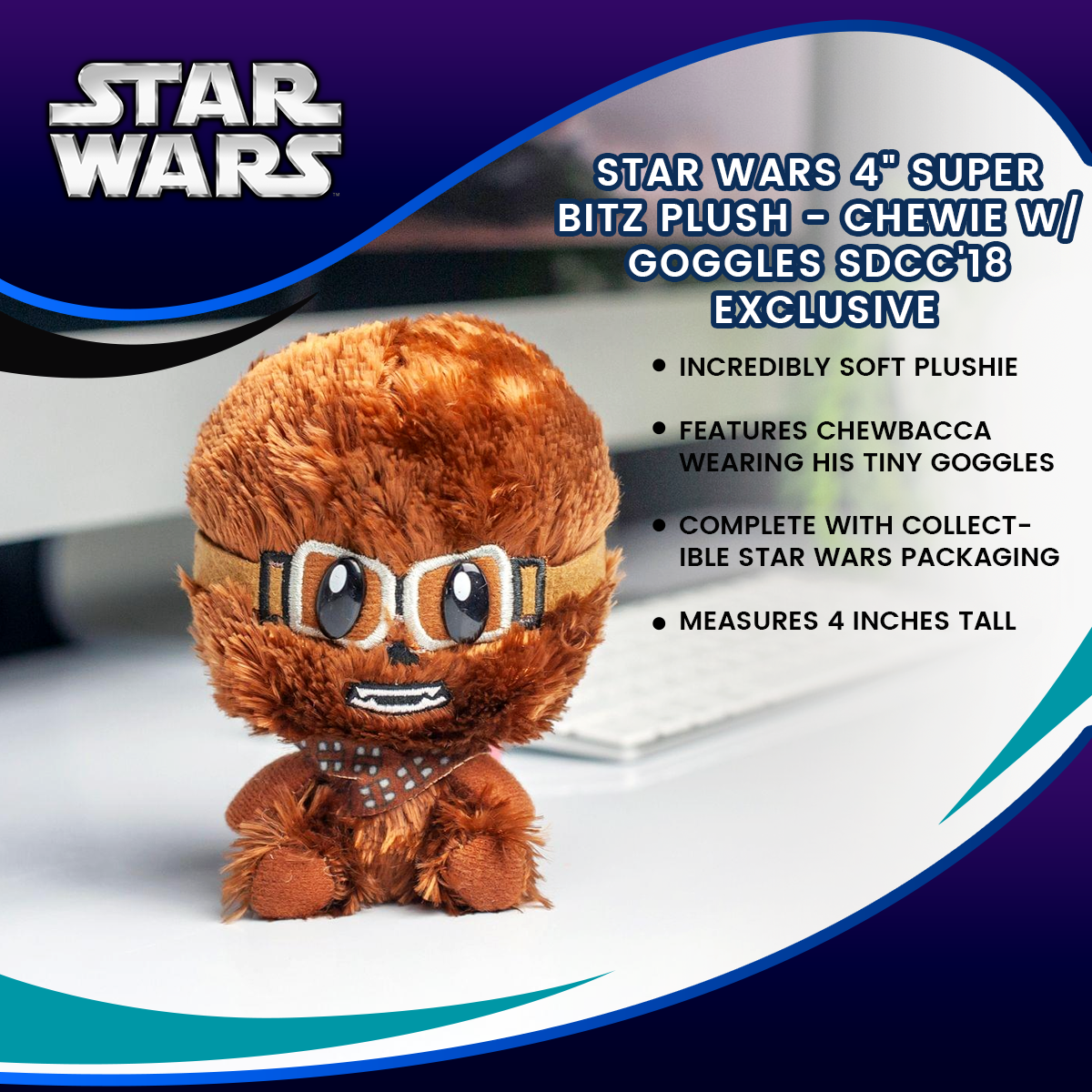 Star Wars 4" Super Bitz Plush - Chewie w/ Goggles SDCC'18 Exclusive